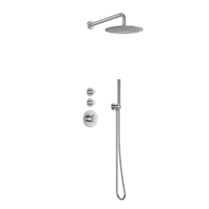 Doucheset inbouw deluxe met box thermostaat, muurbevestiging / douchekop 30 cm RVS