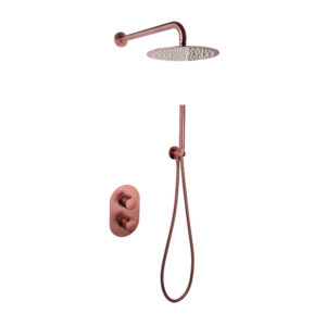 Doucheset inbouw met box thermostaat, muurbevestiging / douchekop 30 cm Brons