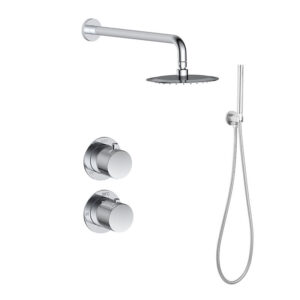 Doucheset inbouw met box thermostaat, muurbevestiging / afwerkringen / douchekop 20 cm Chroom