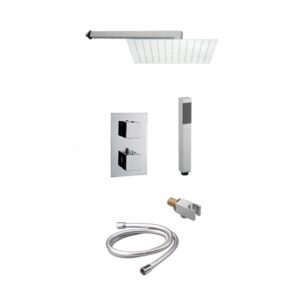 Doucheset inbouw met box thermostaat, muurbevestiging / douchekop 30 cm vierkant Chroom OP = OP