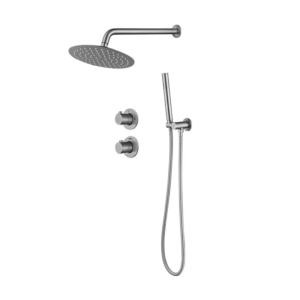 Doucheset inbouw met box thermostaat, muurbevestiging / afwerkringen / douchekop 30 cm RVS