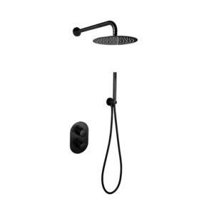 Doucheset inbouw met box thermostaat, muurbevestiging / douchekop 30 cm Mat Zwart