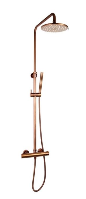 Doucheset thermostatisch (in hoogte verstelbaar) Brons douchekop 25 cm