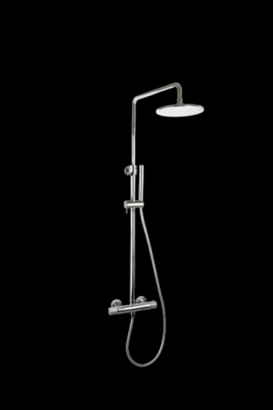 Doucheset thermostatisch (in hoogte verstelbaar) Chroom douchekop 30 cm met geribbelde knop