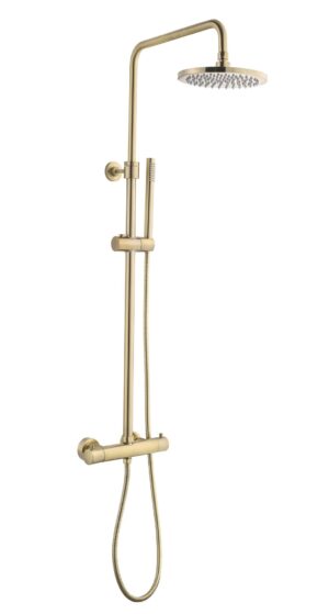 Doucheset thermostatisch (in hoogte verstelbaar) Goud Geborsteld douchekop 20 cm