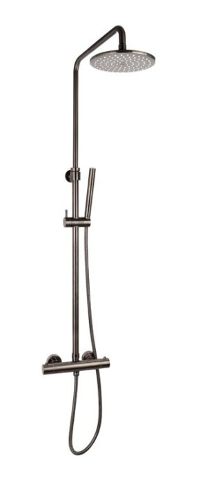 Doucheset thermostatisch (in hoogte verstelbaar) Gun Metal douchekop 30 cm
