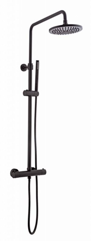Doucheset thermostatisch (in hoogte verstelbaar) Mat Zwart douchekop 25 cm