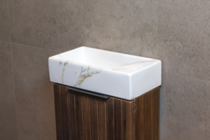 Fontein Keramiek Marmerlook Wit zonder kraangat – 41x22x10 cm