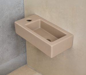 Fontein Keramiek Mat Zand Beige Qubic Mini – Kraangat Links – 36,5x18x9 cm