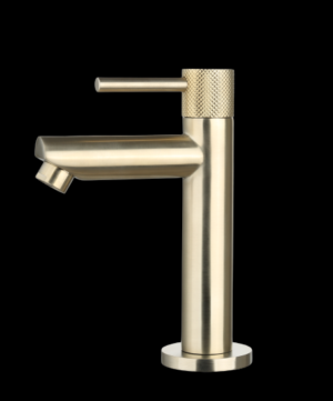 Fonteinkraan Goud Geborsteld met geribbelde knop