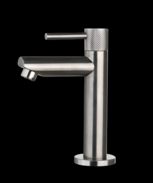 Fonteinkraan Gun Metal met geribbelde knop