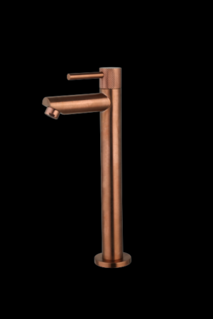 Fonteinkraan hoog Brons met geribbelde knop