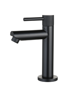 Fonteinkraan Mat Zwart met geribbelde knop