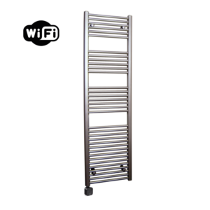 Sanicare Carini elektrische Wifi radiator 172x45cm inox-look met thermostaat zwart linksonder