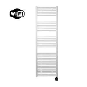 Sanicare Carini elektrische Wifi radiator 172x45cm wit met thermostaat zwart rechtsonder