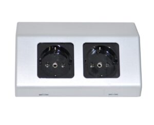 Inbouw / opbouw dubbele contactdoos zilvergrijs