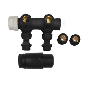 Radiator aansluitset midden haaks thermostatisch Mat Zwart