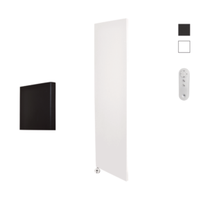Sanicare Denso elektrische radiator 40x180cm wit mat met afstandsbediening en thermostaat wit linksonder