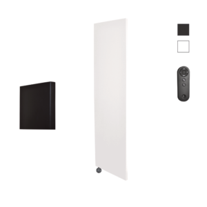 Sanicare Denso elektrische radiator 40x180cm wit mat met afstandsbediening en thermostaat zwart linksonder