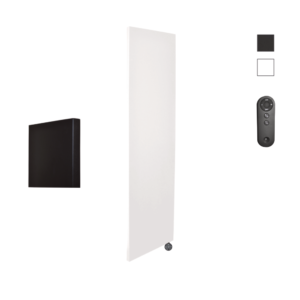 Sanicare Denso elektrische radiator 40x180cm wit mat met afstandsbediening en thermostaat zwart rechtsonder