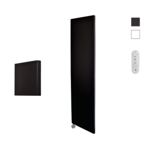 Sanicare Denso elektrische radiator 40x180cm zwart mat met afstandsbediening en thermostaat chroom linksonder