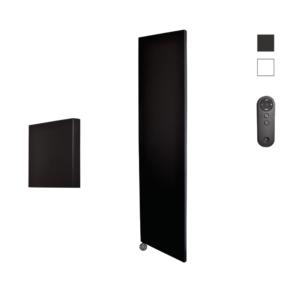 Sanicare Denso elektrische radiator 40x180cm zwart mat met afstandsbediening en thermostaat zwart linksonder