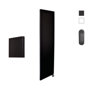 Sanicare Denso elektrische radiator 40x180cm zwart mat met afstandsbediening en thermostaat zwart rechtsonder