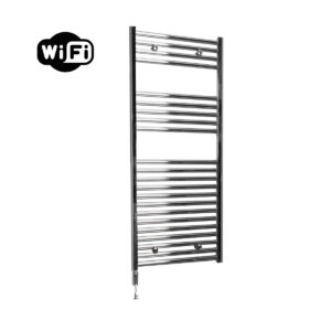 Sanicare elektrische design radiator 45x112cm chroom met WiFi en thermostaat rechts chroom