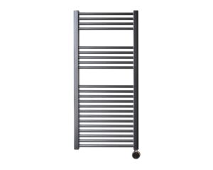 Sanicare elektrische design radiator 45x112cm gunmetal met thermostaat rechts chroom