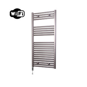 Sanicare elektrische design radiator 45x112cm inox-look met WiFi en thermostaat links chroom