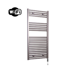 Sanicare elektrische design radiator 45x112cm inox-look met WiFi en thermostaat rechts chroom