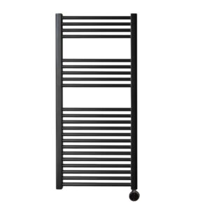 Sanicare elektrische design radiator 45x112cm zwart met thermostaat rechts chroom