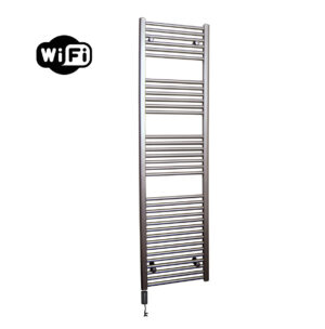 Sanicare elektrische design radiator 45x172cm inox-look met WiFi en thermostaat links zwart
