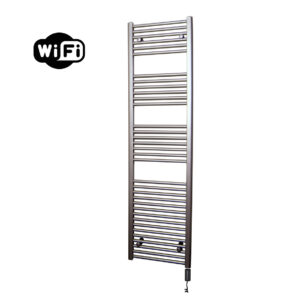 Sanicare elektrische design radiator 45x172cm inox-look met WiFi en thermostaat rechts zwart