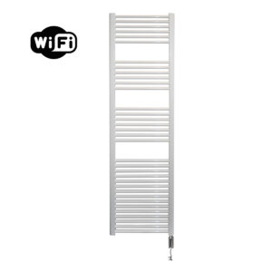 Sanicare elektrische design radiator 45x172cm wit met WiFi en thermostaat rechts chroom