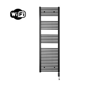 Sanicare elektrische design radiator 45x172cm zwart mat met WiFi en thermostaat rechts zwart