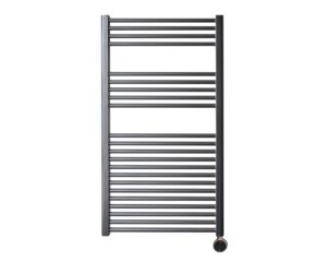 Sanicare elektrische design radiator 60x112cm gunmetal met thermostaat rechts chroom