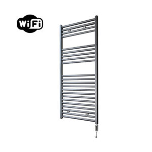 Sanicare elektrische design radiator 60x112cm gunmetal met WiFi en thermostaat rechts chroom