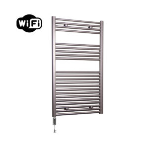 Sanicare elektrische design radiator 60x112cm inox-look met WiFi en thermostaat links chroom