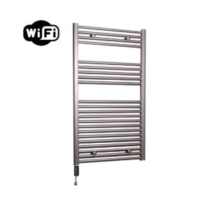 Sanicare elektrische design radiator 60x112cm inox-look met WiFi en thermostaat links zwart