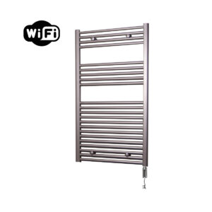 Sanicare elektrische design radiator 60x112cm inox-look met WiFi en thermostaat rechts chroom