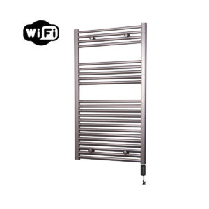 Sanicare elektrische design radiator 60x112cm inox-look met WiFi en thermostaat rechts zwart