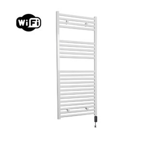 Sanicare elektrische design radiator 60x112cm wit met WiFi en thermostaat rechts zwart