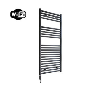 Sanicare elektrische design radiator 60x112cm zwart mat met WiFi en thermostaat links zwart
