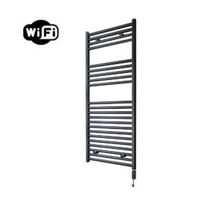 Sanicare elektrische design radiator 60x112cm zwart mat met WiFi en thermostaat rechts zwart