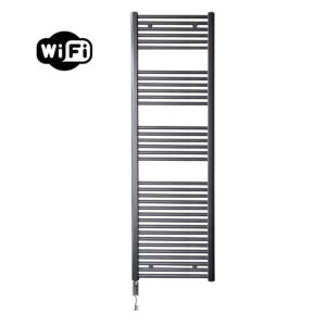 Sanicare elektrische design radiator 60x172cm gunmetal met WiFi en thermostaat links chroom