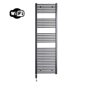 Sanicare elektrische design radiator 60x172cm gunmetal met WiFi en thermostaat links zwart