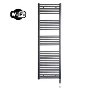 Sanicare elektrische design radiator 60x172cm gunmetal met WiFi en thermostaat rechts chroom