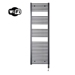 Sanicare elektrische design radiator 60x172cm gunmetal met WiFi en thermostaat rechts zwart