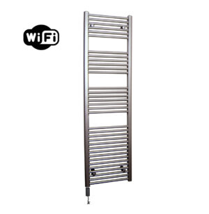 Sanicare elektrische design radiator 60x172cm inox-look met WiFi en thermostaat links zwart